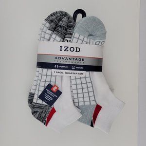 IZOD Advantage Performance 7 Pack Quarter Cut Mens Socks Size 6-12.5 NEW